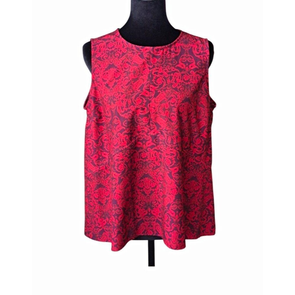 Disney Alice Through Looking Glass G Giuliana Womens L Red Damask Sleeveless Top